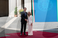 Italy's Prime Minister, Giorgia Meloni Welcomes NATO's Secretary General Mark Rutte At Palazzo Chigi