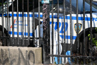 Multiple Vehicles Were Set On Fire In An Arson Attack In A Parking Lot With NYPD Vehicles On Myrtle Avenue And DeKalb Avenue