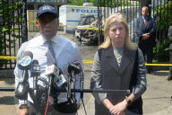 Multiple Vehicles Were Set On Fire In An Arson Attack In A Parking Lot With NYPD Vehicles On Myrtle Avenue And DeKalb Avenue