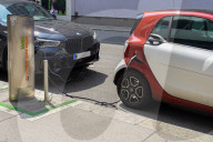 Electric Cars Charging On Street In Vienna