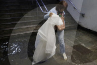 Rain Causes Flooding At The Zócalo Metro Station In Mexico City