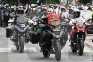 Motorbike Rally for Palestine under Atomium in Brussels