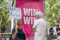 Hundreds Of Barcelona Residents Demonstrate Against The Tourism Industry.