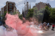 Hundreds Of Barcelona Residents Demonstrate Against The Tourism Industry.