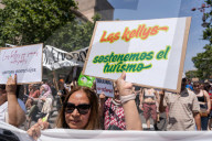Hundreds Of Barcelona Residents Demonstrate Against The Tourism Industry.