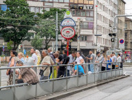 People Waiting At Public Transport Stop In Vienna