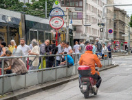 People Waiting At Public Transport Stop In Vienna