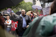 NYC Mayoral Candidates Hold Press Conference During “No Kings” Protest In Bryant Park