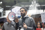 NYC Mayoral Candidates Hold Press Conference During “No Kings” Protest In Bryant Park