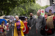 NYC Mayoral Candidates Hold Press Conference During “No Kings” Protest In Bryant Park