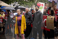 NYC Mayoral Candidates Hold Press Conference During “No Kings” Protest In Bryant Park