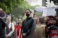 NYC Mayoral Candidates Hold Press Conference During “No Kings” Protest In Bryant Park