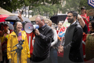 NYC Mayoral Candidates Hold Press Conference During “No Kings” Protest In Bryant Park