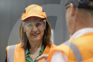 Rachel Reeves UK Chancellor of the Exchequer visits Taff's Well Rail Depot