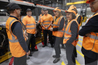 Rachel Reeves UK Chancellor of the Exchequer visits Taff's Well Rail Depot