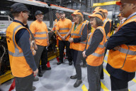 Rachel Reeves UK Chancellor of the Exchequer visits Taff's Well Rail Depot