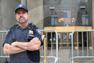 Numerous Officers Stand Guard And Maintain A Security Cordon After Multiple New York State Court Officers Were Slashed By A Suspect At 100 Centre Street