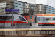 Austrian Federal Railways Trains At Vienna Central Station