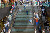 Vienna Central Station Interior With Travelers And Departure Displays