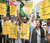 Indian National Congress Party Supporters Protest Against India Government For Air India Plane Crash 