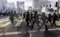 Peaceful Anti-Ice Protesters Face Off Against Law Enforcement Following "No Kings" Protest