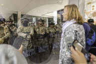 Peaceful Anti-Ice Protesters Face Off Against Law Enforcement Following "No Kings" Protest