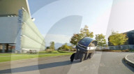 Tilting electric car steered with handlbars