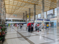 Wien Westbahnhof Interior With Travelers Waiting And Walking