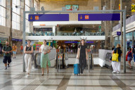 Wien Westbahnhof Interior With Travelers Waiting And Walking