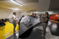 Underground makeshift shelters in Tel Aviv