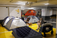 Underground makeshift shelters in Tel Aviv