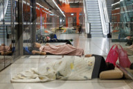 Underground makeshift shelters in Tel Aviv