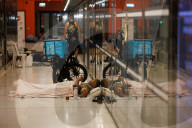 Underground makeshift shelters in Tel Aviv