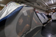 Underground makeshift shelters in Tel Aviv