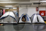 Underground makeshift shelters in Tel Aviv