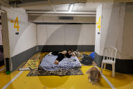 Underground makeshift shelters in Tel Aviv