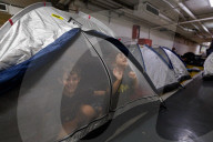 Underground makeshift shelters in Tel Aviv