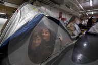 Underground makeshift shelters in Tel Aviv