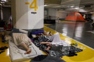 Underground makeshift shelters in Tel Aviv