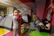 Underground makeshift shelters in Tel Aviv