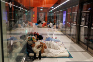 Underground makeshift shelters in Tel Aviv