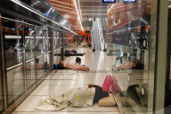 Underground makeshift shelters in Tel Aviv