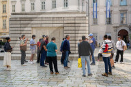 Tourist Group At Holocaust Memorial In Vienna’s Jewish Quarter