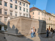 Tourist Group At Holocaust Memorial In Vienna’s Jewish Quarter