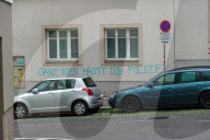 Anti-Police Graffiti On Residential Wall In Vienna
