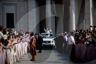 Pope Leo XIV Arrives To Lead His Weekly General Audience At St Peter's Square In The Vatican On June 18, 2025.