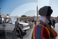 Pope Leo XIV Arrives To Lead His Weekly General Audience At St Peter's Square In The Vatican On June 18, 2025.