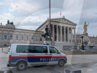 Police Presence At Austrian Parliament Building In Vienna
