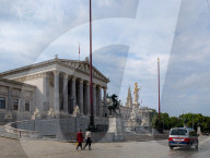 Police Presence At Austrian Parliament Building In Vienna