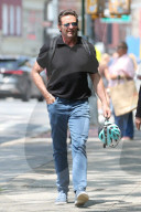 Hugh Jackman arrives for his final performance of 'Sexual Misconduct of the Middles Classes' in New York City